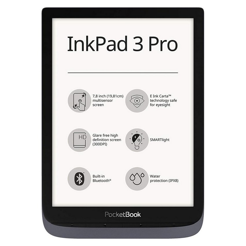 photo PocketBook, InkPad 3 Pro, reader e-Book, 16 GB di memoria, display E-Ink Carta da 7,8 pollici