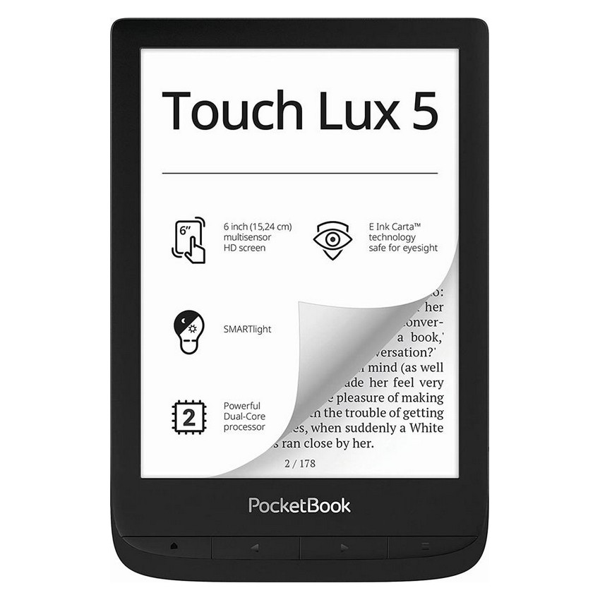 photo PocketBook - Lettore e-book 'Touch Lux 5' Black 8 GB di memoria, 15,24 cm (6 pollici)