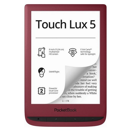PocketBook - Lettore e-book 'Touch Lux 5' Ruby Red (8 GB di memoria, 15,24 cm (6 pollici) 
